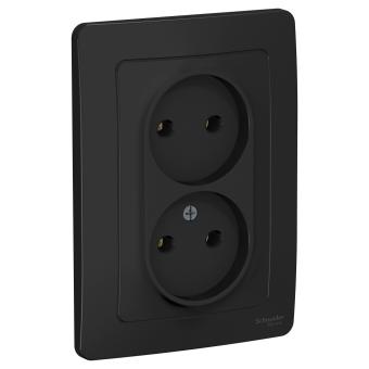 Розетка 2-м 16А С/У Антрацит Blanca