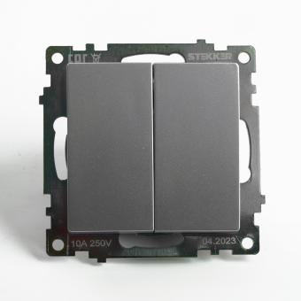 Переключатель 2-кл 10А С/У Серебро Катрин