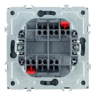 Переключатель 2-кл 10А С/У Самозажимные клеммы Платиново-серый Эмили