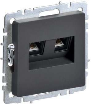 Розетка RJ45+RJ45 кат.5Е С/У Графит Brite