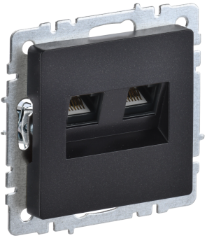 Розетка RJ45+RJ45 кат.6 С/У Черный Brite