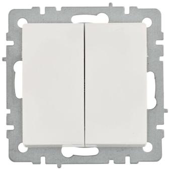 Переключатель 2-кл 10А C/У проходной Белый Brite