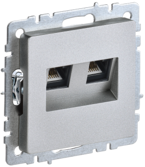 Розетка RJ45+RJ45 кат.6 С/У Алюминий Brite