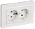 Розетка 2-м 16А С/У З/К плоская в сборе Белый Brite