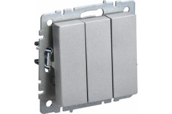 Выключатель 3-кл 10А С/У Алюминий Brite