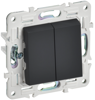 Переключатель 2-кл 10А C/У проходной Графит Skandy