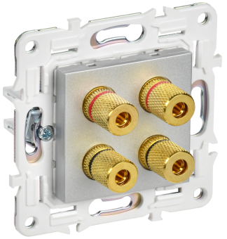 Розетка Аудио 4-м С/У Серебряный Skandy