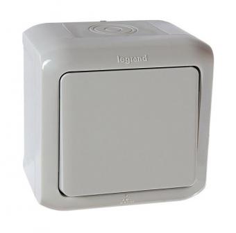 Переключатель 1-клавишный IP44 10А Серый Legrand Quteo