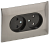 Розетка 2-м 10А С/У в сборе Металл Никель Skandy
