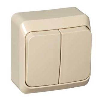 Выключатель 2-кл 10А О/У Кремовый Etude