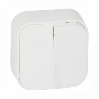 Выключатель 2-клавишный 10А белый Legrand Quteo