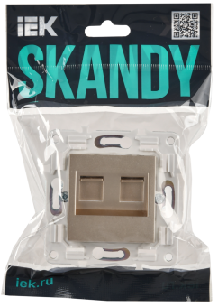 Розетка RJ45+RJ45 кат.5Е С/У Песочный Skandy