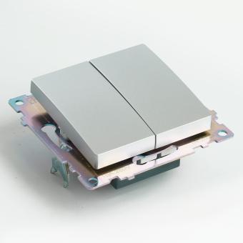 Переключатель 2-кл 10А С/У Серебро Катрин