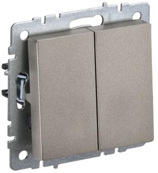 Переключатель 2-кл 10А C/У проходной Шампань Brite