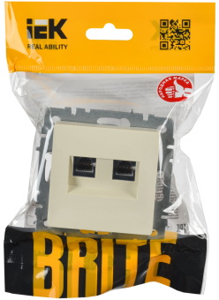 Розетка RJ45+RJ45 кат.6 С/У Бежевый Brite