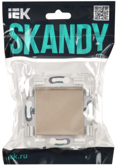 Переключатель 1-кл 10А C/У проходной Песочный Skandy
