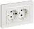 Розетка 2-м 16А С/У З/К со шторками плоская в сборе Белый PRO Brite