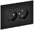 Розетка 2-м 10А С/У для плоской вилки Стекло Черный Skandy