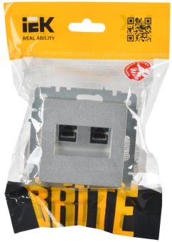 Розетка RJ45+RJ45 кат.6 С/У Алюминий Brite