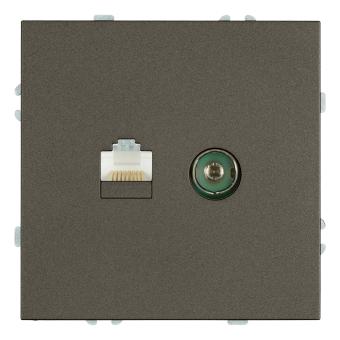 Розетка TV антенна + RJ-45 С/У Антрацит Эмили