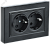 Розетка 2-м 16А С/У З/К в сборе Черный Brite
