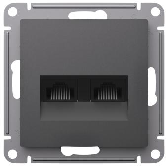 Розетка RJ45+RJ45 кат.5Е С/У Базальт AtlasDesign