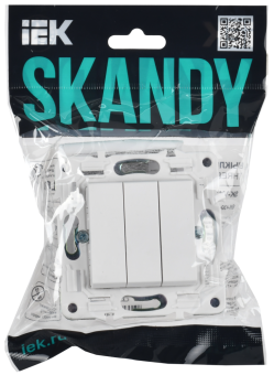 Выключатель 3-кл 10А С/У Арктический белый Skandy