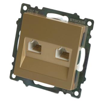 Розетка RJ45+RJ45 С/У Золото Катрин