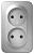 Розетка 2-м 16А О/У изолирующие пластины Алюминий Blanca