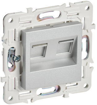 Розетка RJ45+RJ45 кат.5Е С/У Серебряный Skandy