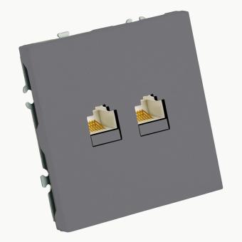 Розетка RJ45+RJ45 С/У Платиново-серый Эмили