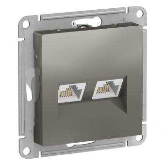 Розетка RJ45+RJ45 кат.5Е С/У Сталь AtlasDesign