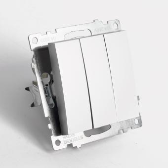 Выключатель 3-кл 10А С/У Серебро Катрин