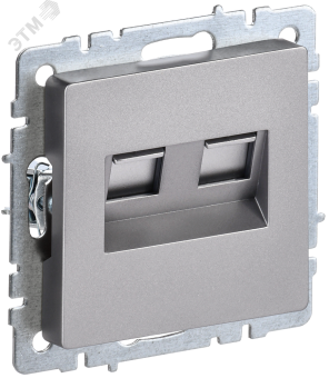 Розетка RJ45+RJ45 кат.5Е С/У Сталь Brite