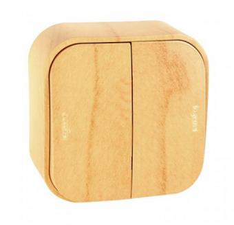 Выключатель 2-клавишный 10А Сосна Legrand Quteo