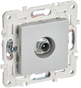 Розетка TV антенна С/У проходная Серебряный Skandy