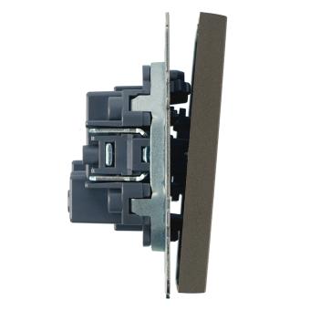 Выключатель 2-кл 10А С/У кнопочный Антрацит Эмили