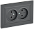 Розетка 2-м 10А С/У со шторками в сборе Графит Brite