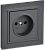 Розетка 1-м 10А С/У в сборе Графит Brite