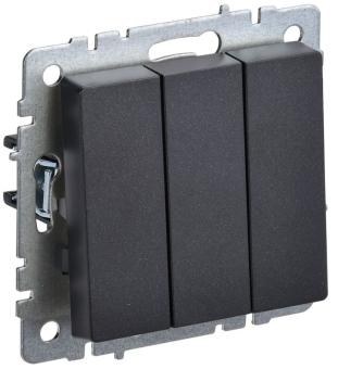 Выключатель 3-кл 10А С/У Черный Brite