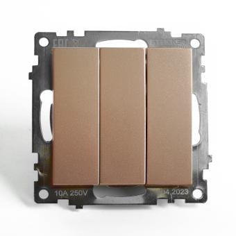 Выключатель 3-кл 10А С/У Шампань Катрин