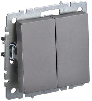 Переключатель 2-кл 10А C/У проходной Сталь Brite