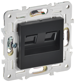 Розетка RJ45+RJ45 кат.6 С/У Черный Skandy