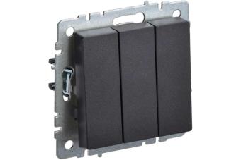 Выключатель 3-кл 10А С/У Черный Brite