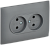 Розетка 2-м 10А С/У со шторками в сборе Серый Skandy