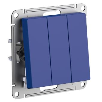 Выключатель 3-кл 10А С/У Аквамарин AtlasDesign