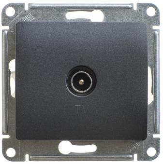 Розетка TV антенна С/У проходная Антрацит Glossa