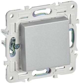 Переключатель 1-кл 10А C/У проходной Серебряный Skandy