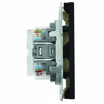 Розетка RJ45+RJ45 С/У Черный уголь Эмили