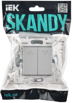 Выключатель 2-кл 10А С/У для жалюзи Серебряный Skandy